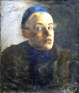 1945_511.Autoportrét v modré čepici, kol. 1945,008